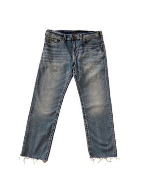 Silver Jeans Co. Eddie Mens relaxed fit lightweight Denim Jeans size 36 raw hems